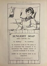 1906 Sunlight Soap Original Print Ad - Laundry Soap Advert Housewife Clothesline