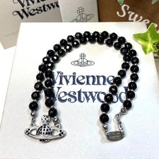 Vivienne Westwood Orb Necklace Choker Black Row Pearl Orb k17