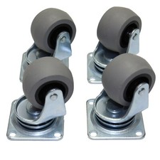 4 x Heavy Duty 40mm Rubber Swivel Castor Wheels for Furniture Grey - No Brake