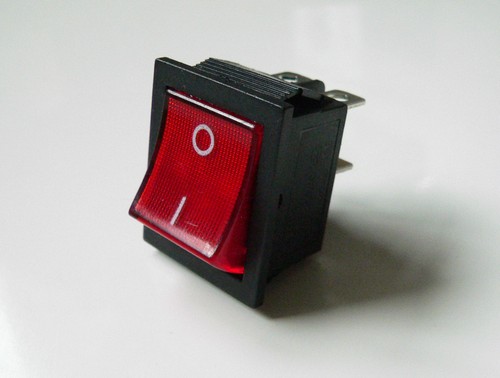Red neon rocker mains power - red,