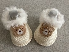 Hand Knitted Baby Teddy Slippers,  Unisex - Baby Booties 0 to 3 Months