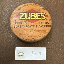 Vintage Zubes For Throat & Chest Tablets Circular Tin F W Hampshire & Co Derby
