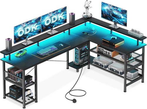 Shaped gaming desk with - l, led
