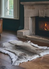 Large Premium Reindeer Hide Rug Dark Shade Natural Marking Genuine Skin