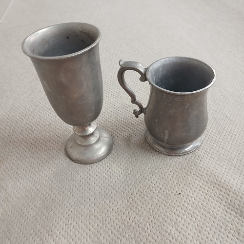 Vtg pewter goblet and cup - pewter,