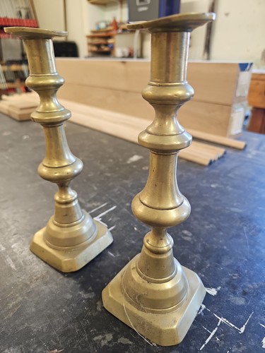 Pair brass candle sticks - candle,