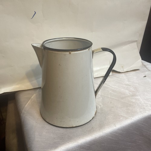 Vintage white enamel water jug - vintage,