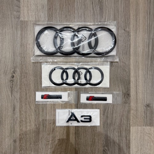 Audi gloss black badge - black, set