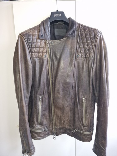 Allsaints brown leather biker - brown,