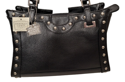 Black pebbled leather shoulder - leather,