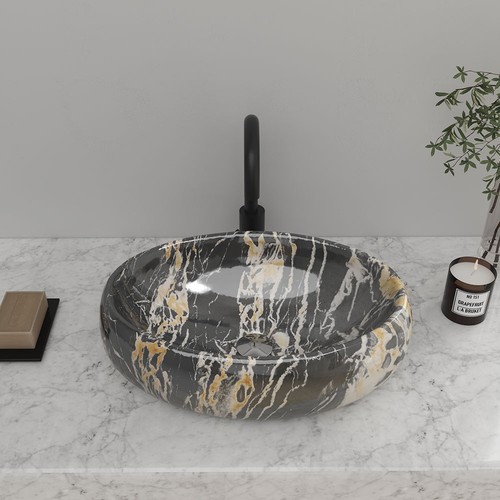 Oval ceramic vessel basin - oval,