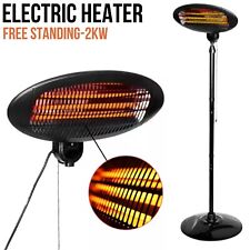 2KW Outdoor Free Standing Electric Heater Garden Patio Portable Heat Angle Black