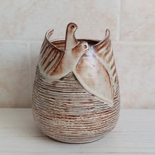 Studio Pottery Dove Birds Vase