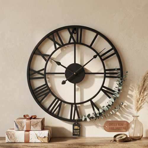 Large 40cm black metal roman - 40cm,
