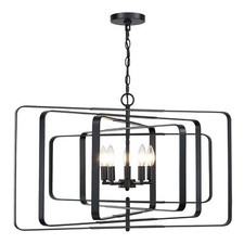 Modern 5-Light Black Chandelier 32" Large Chandeliers for Dining Room Pendant...