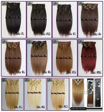 90g~250g Thick Double Weft Clip In Real Remy Human Hair Extensions 8PCS 10PCS US