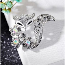 Fox Crystal Brooch Vintage