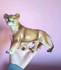 VINTAGE RETRO WEST CERAMIC MID CENTURY LIONESS FIGURINE - POSSIBLY CORTENDORF 