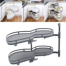 Corner Pull-out Shelving Unit Carousel Shelf Twin Tray Kitchen Cabinet Organizer