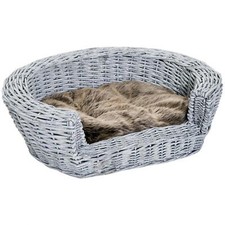 PawHut Elevated Dog Cat Couch Pet Basket Sofa Bed Wicker Willow Rattan w/Cushion