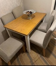 Antique Vintage Rustic Dining Kitchen Farmhouse Pine Table 4 Chairs white