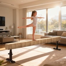 Adjustable Balance Beam Gymnastics Beam with Wheels for 6+ Years