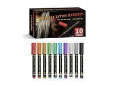 10 colours Temporary Tattoo Markers for Skin,Tattoo Pen Kit, Body Markers. New