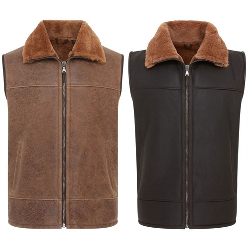 Men sheepskin leather gilet - men's,