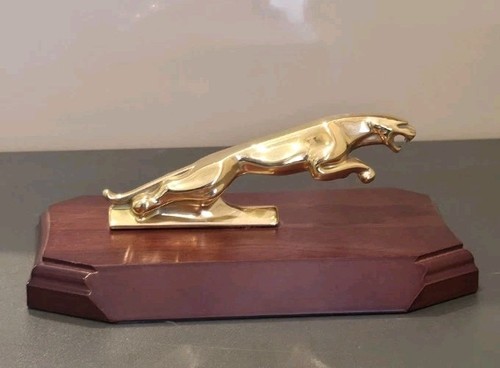 Brass jaguar leaping car - brass,