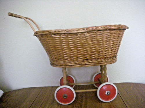 Vintage wicker doll stroller - vintage,