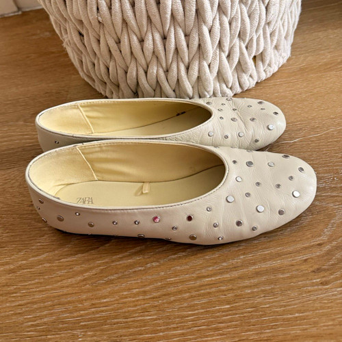 Zara beige leather studded - zara,
