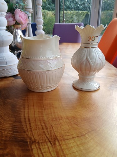 Belleek vase pink pottery - vase,