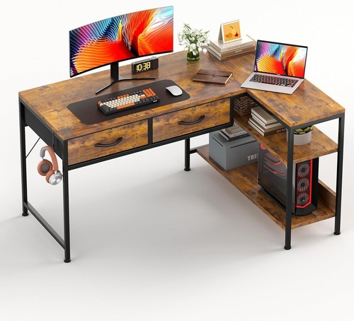 Shaped computer desk with - computer, 2