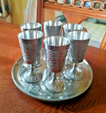 Vintage Celtic  Sherry Glass Set Mullingar Pewter Ireland