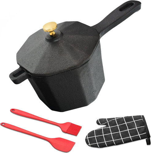 Cast iron sauce pan - cast, lid