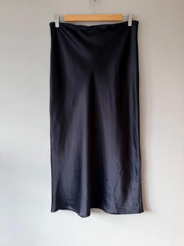 Topshop black satin slip midi - black,
