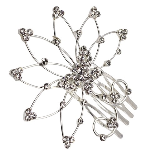 Silver crystal butterfly hair - crystal,