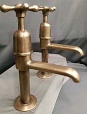  AGED BRASS PILLAR TAPS
