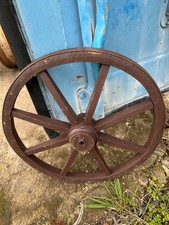 Vintage old wooden cart wagon wheel diameter 46.5 cm Brown 11 cm centre Bohemian