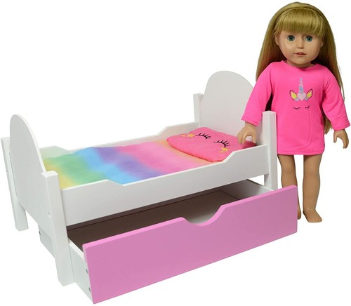 Unicorn wooden doll bed - wooden,