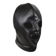 Faux Leather Hood Mask Lace Up Full Head Face Cover Couple Restraint Toys