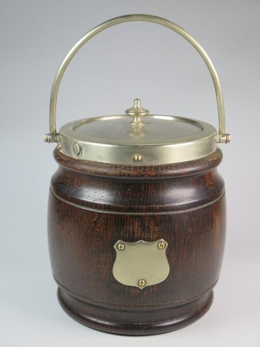 Vintage wooden biscuit barrel - vintage,