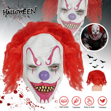 Halloween Scary Clown Mask Latex Joker Party Cosplay Horrible Demon Clown Mask