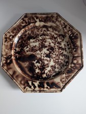 Rare Antique Whieldon Creamware Glazed Octagonal Plate C1760