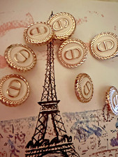 5 Christian Dior  Buttons Lightweight  white & gold resin CD Iconic DIOR Buttons