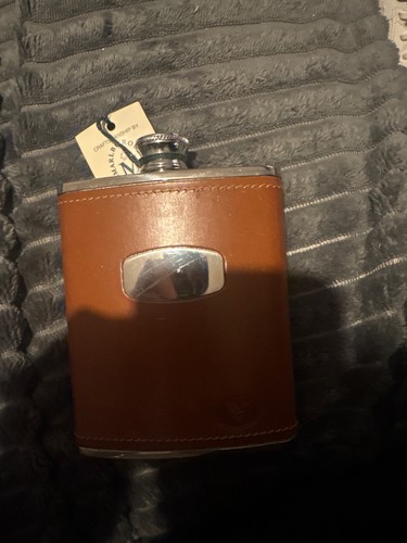 Vintage hip flask leather - vintage,