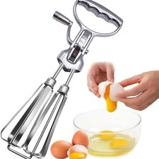 1pc Vintage Rotary Hand Crank Mixer Egg Beater Whisk With Handle Double Wheel