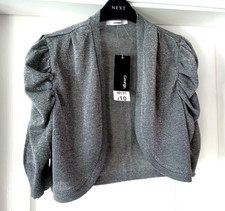 BNWT Ladies Sparkly Silver Grey Bolero Shrug Feature Sleeves Size 16 from George