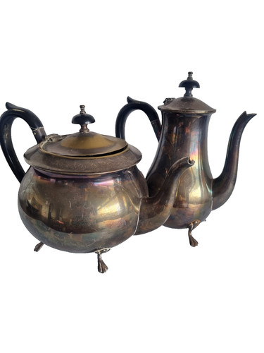 Antique footed teapot and - footed,