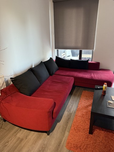 Red big sofa - red, corner